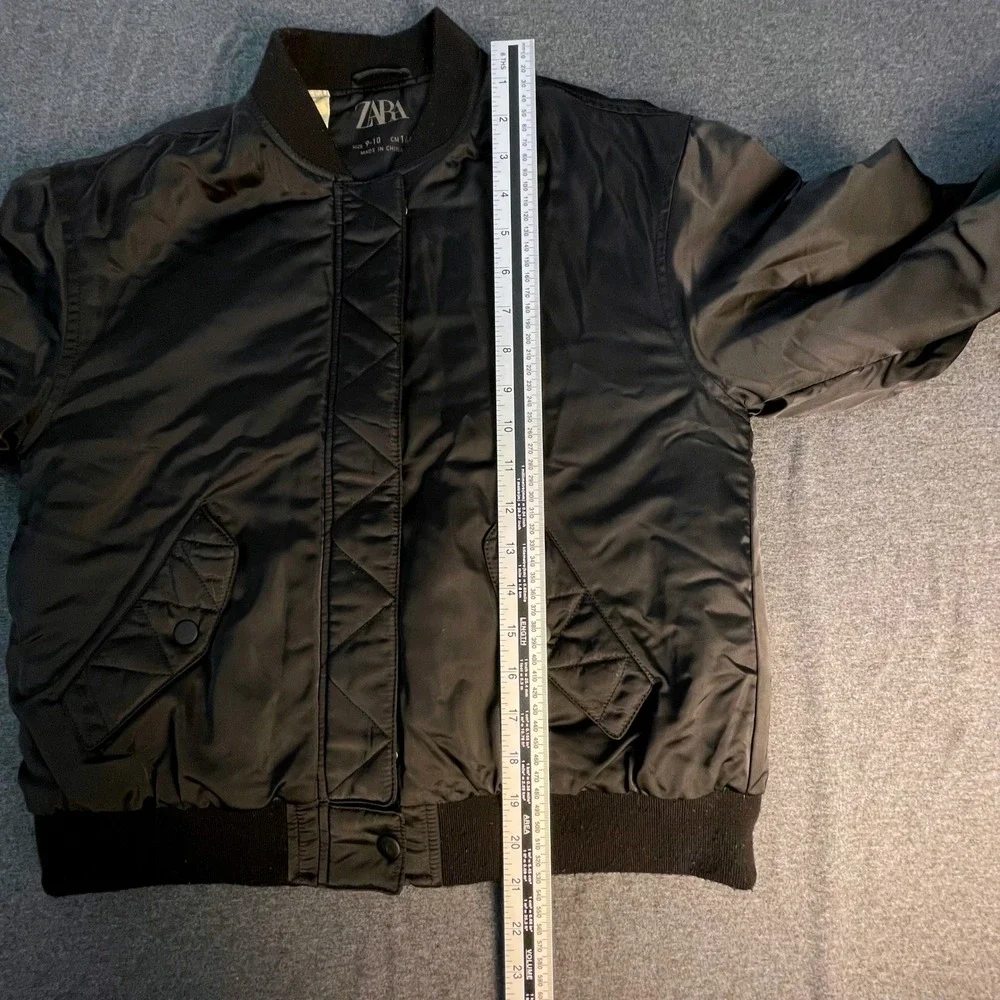 Zara Kids Black Bomber Jacket Ruched Back Quilted Detail Size 2‑3 Years‎